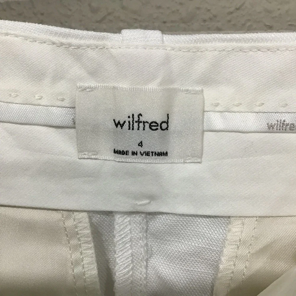 NWT Aritzia Wilfred Carrot Linen Pants White Sz 4 High Waist Trousers Minimalist